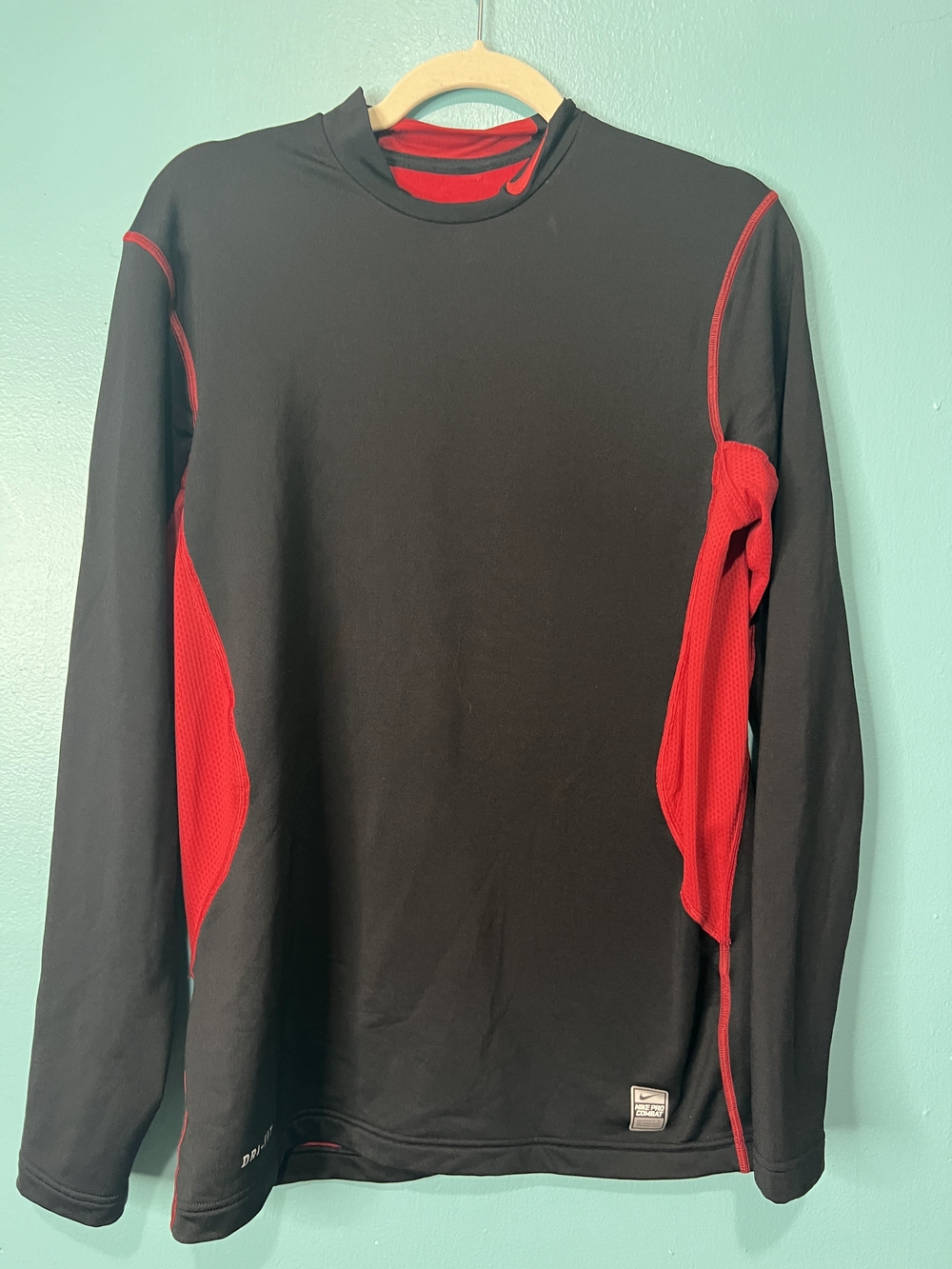 Nike Black Long-Sleeve Training Top with Red Panels